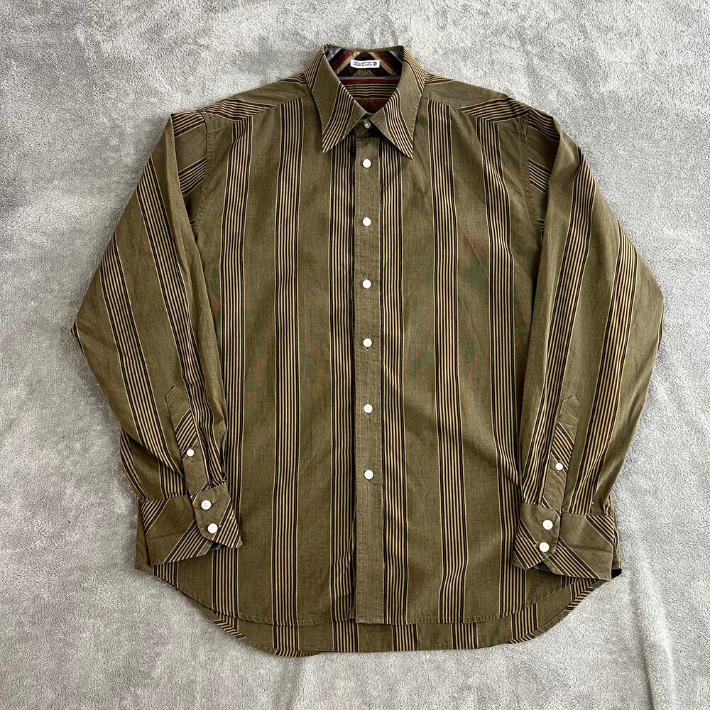 Robert Graham Button Down Shirt Mens XL Brown Striped Aztec
